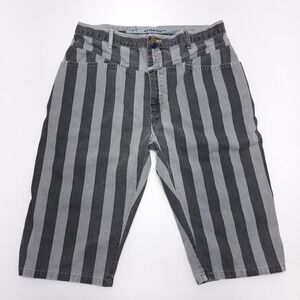 Marithe Francois Girbaud Jean Shorts Mens Size 32 Striped Black Gray‎ USA